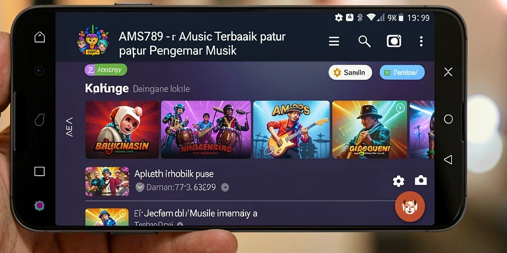 Tampilan antarmuka AMS789 untuk mendengarkan musik yang mengasyikkan.