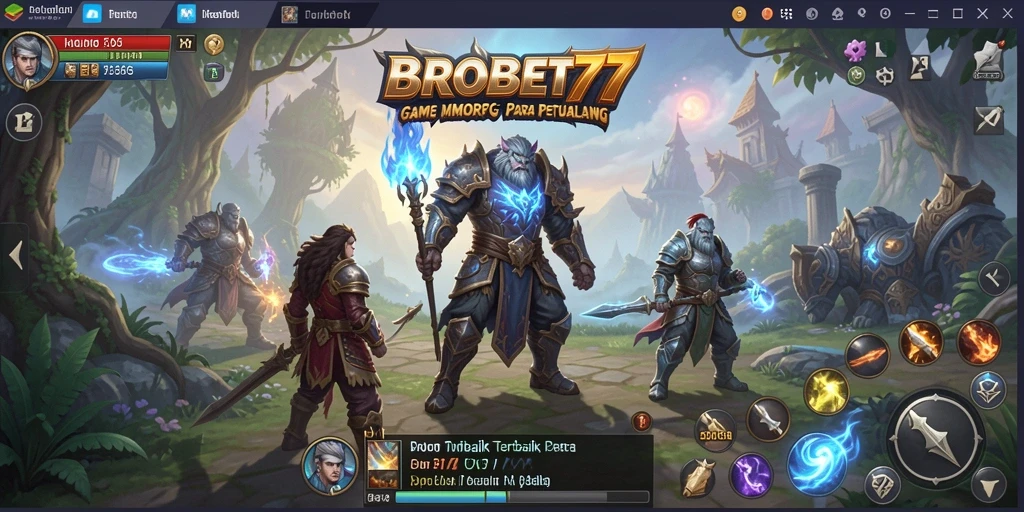Screenshot gameplay BROBET77 menunjukkan aksi seru dalam pertempuran MMORPG.