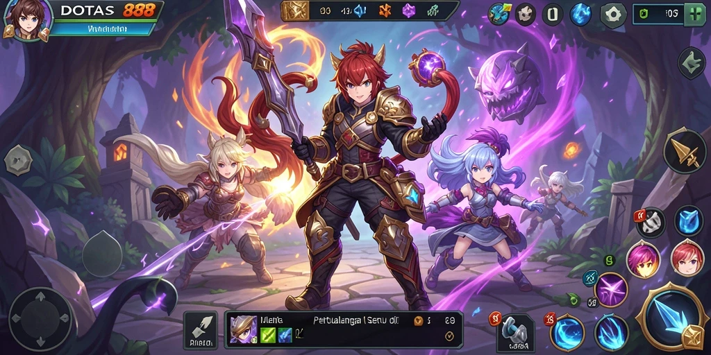 Tampilan gameplay DOTA88 dengan karakter anime yang khas.