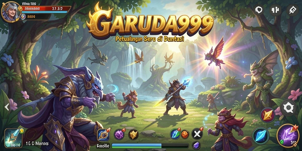 Tangkapan layar GARUDA999 menampilkan aksi seru dalam misi petualangan.