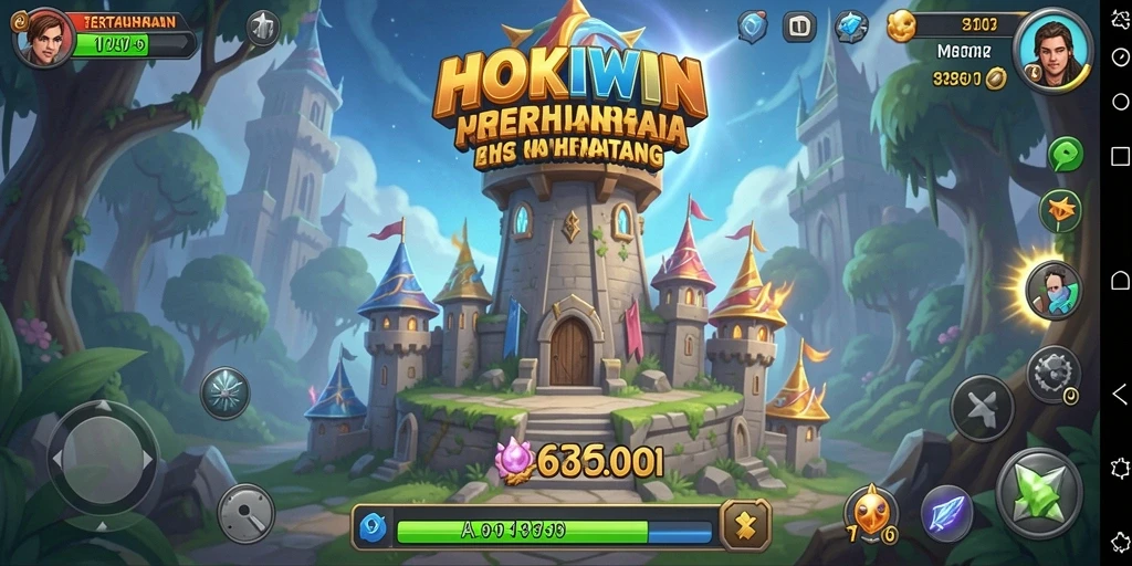 Tampilan gameplay HOKIWIN yang penuh aksi dalam pertahanan menara.