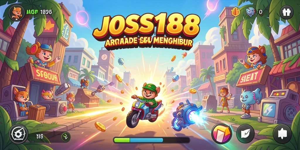 Tangkapan layar utama JOSS188 menunjukkan gameplay yang mendebarkan dan penuh warna.