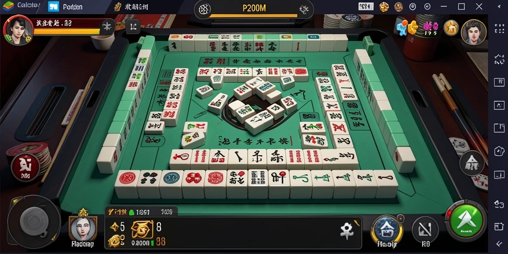 Tampilan gameplay P200M dengan papan Mahjong yang menarik.