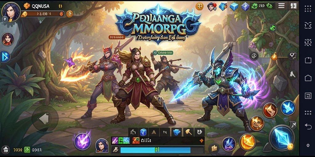 Gameplay seru QQNUSA dengan karakter dan monster epik.