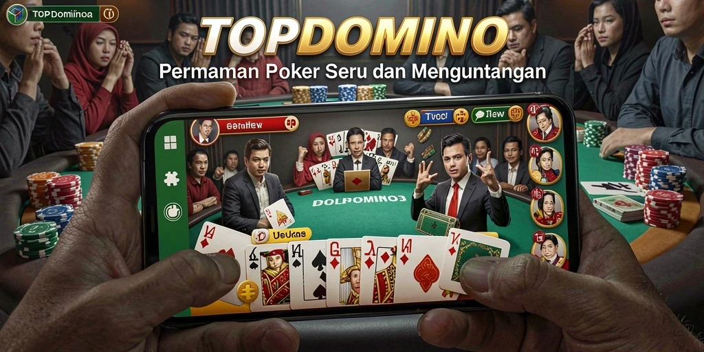Screenshot gameplay seru dari TOPDOMINO yang menampilkan aksi Poker.