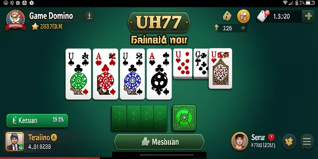 Tampilan screenshot UH77 menampilkan permainan Domino yang seru dan interaktif.