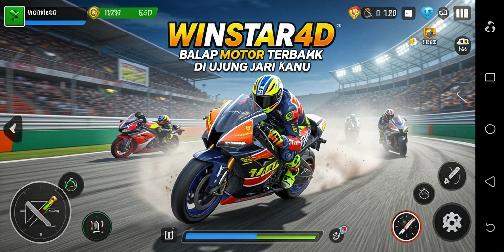 Gameplay balap motor yang mendebarkan dan penuh adrenalin.