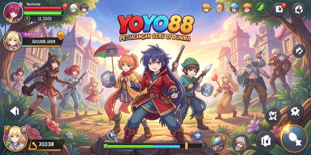 Tampilan utama gameplay YOYO88 dengan karakter Anime yang menarik.